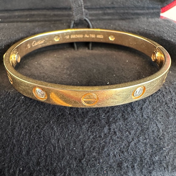 Authentic Cartier Love Bracelet. Rose Gold with 4 Diamonds. Size 16 - Picture 7 of 10